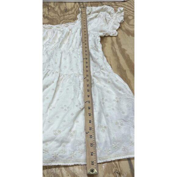 Old Navy Puff Sleeve Tiered Embroidered Mini Dress Ivory Size XL Boho Cottage - Picture 14 of 14